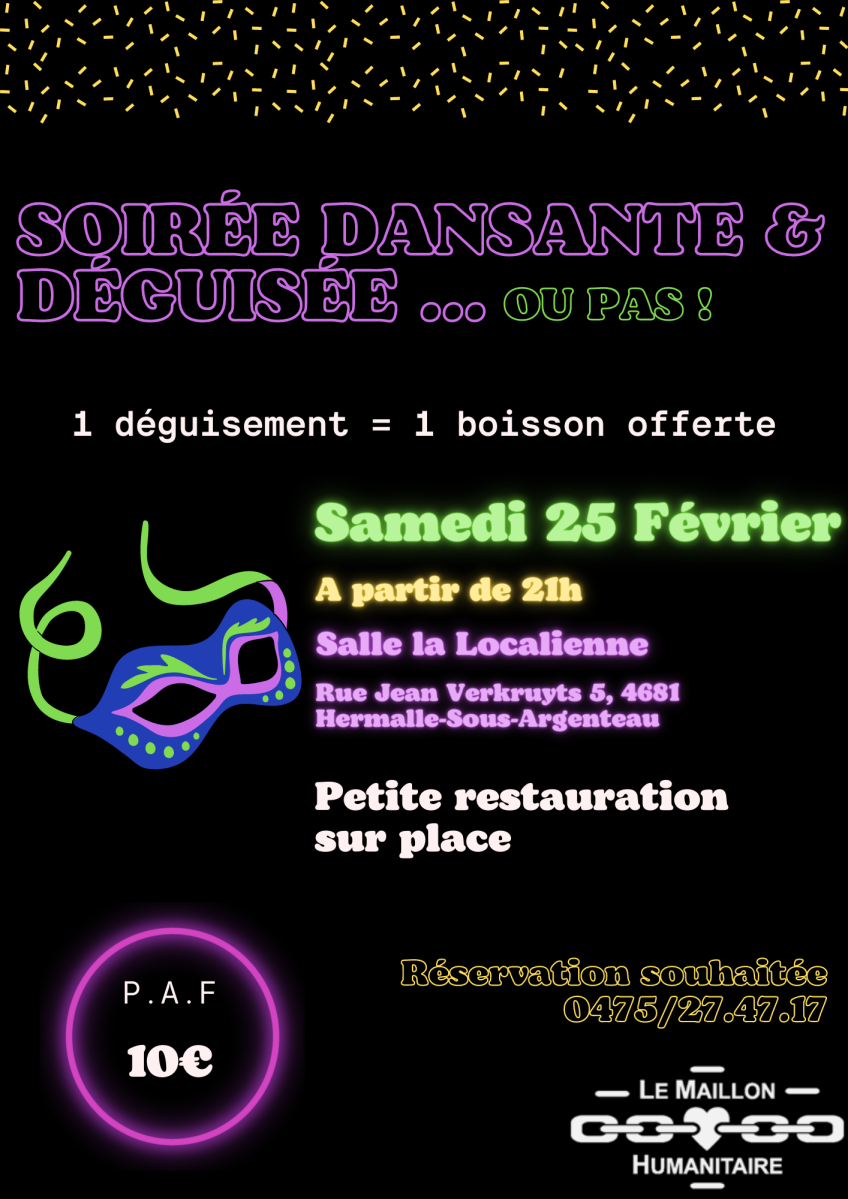 Soirée dansante & déguisée… ou pas!