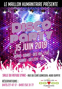 Affiche disco Maillon Humanitaire 15 juin